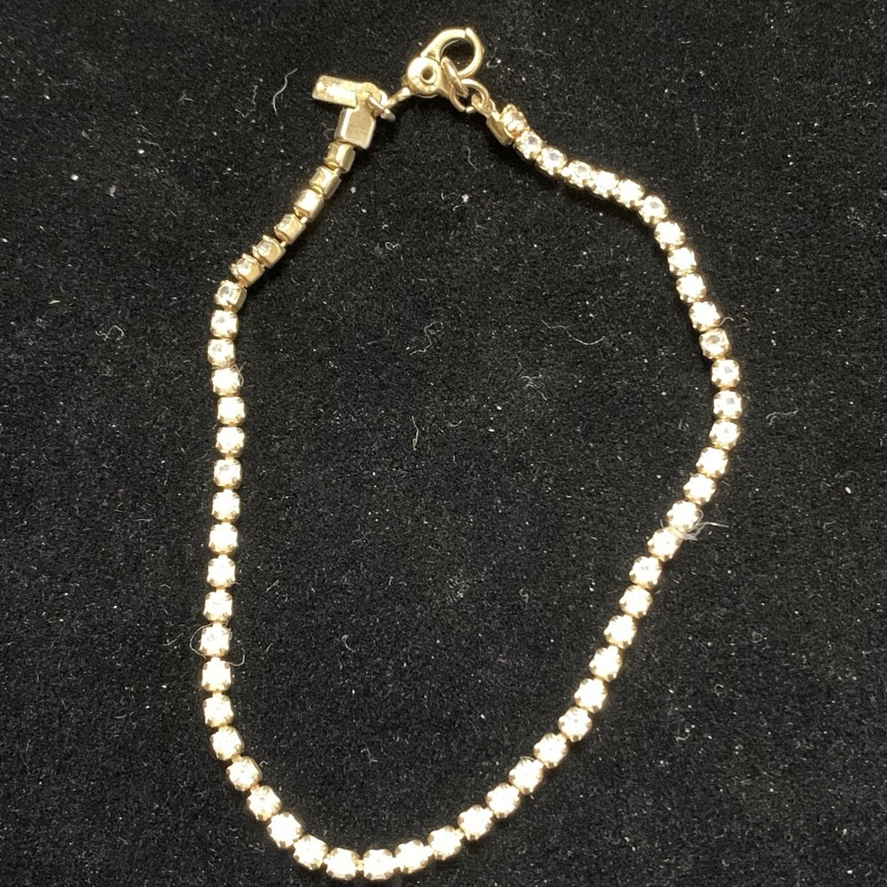 Monet Tennis Rhinestone Dainty Bracelet 7"